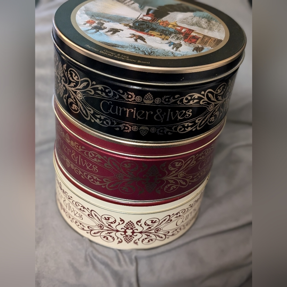 Vintage Currier & Ives Collectible Winter Tins 1990 Choice of Color Cost/PER TIN